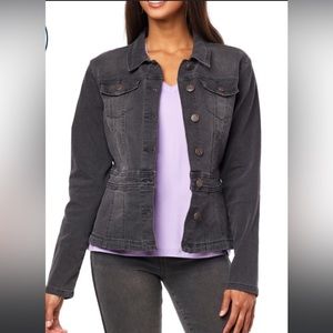 Skinnygirl Peplum Denim Jacket Black 789-460 NWT